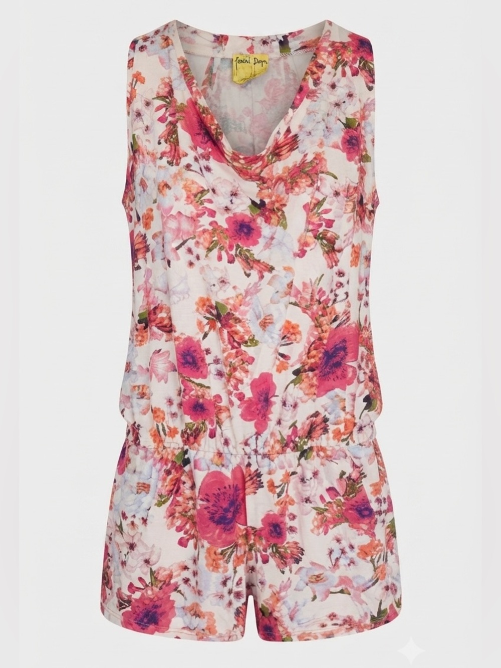 Frou Frou by Christine Arce Floral Romper Sleeveless Elastic Waist Pink White